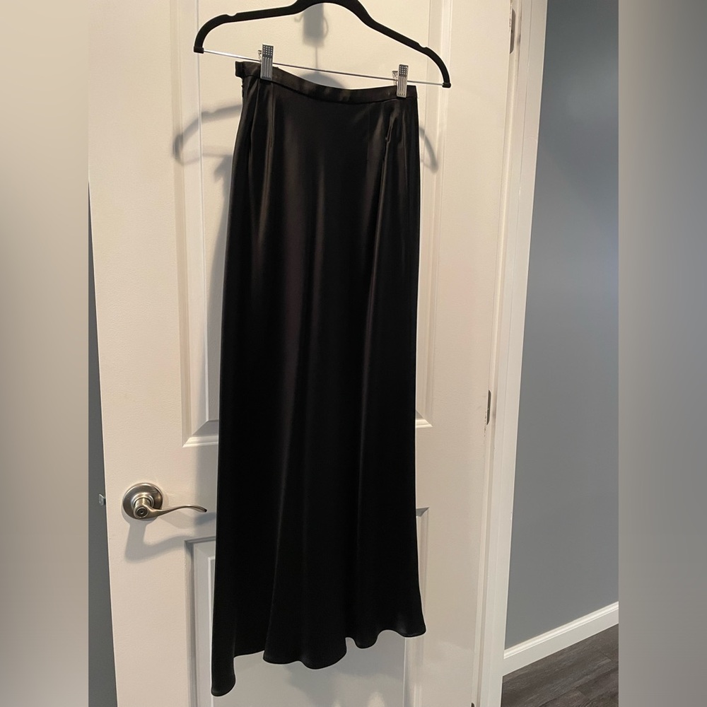 Ann Taylor Black Satin Maxi Skirt